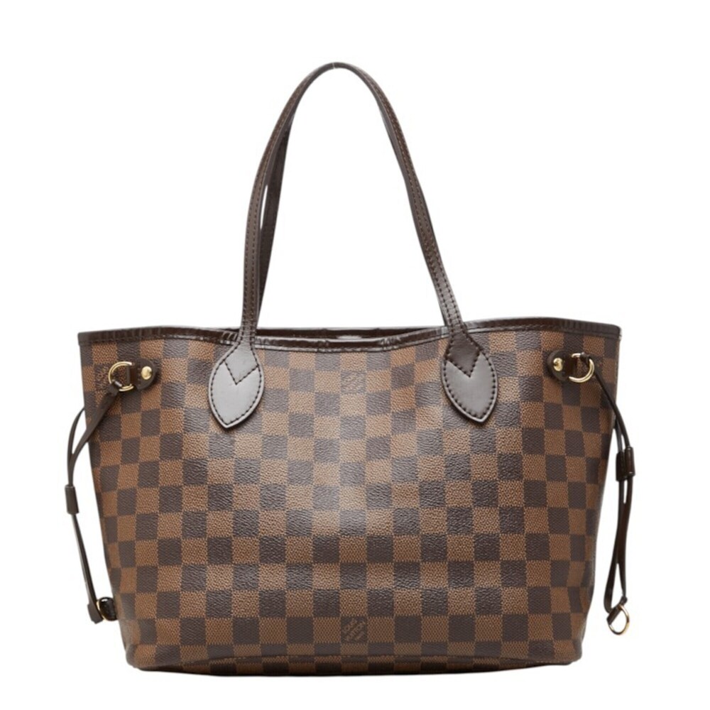 Louis Vuitton Damier Neverfull PM Handbag Tote Bag N51109 Brown Leather Women...
